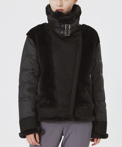 LOVELESS（ラブレス）の「ファーコンビライダースダウン（ブルゾン・レディース・ベージュ系その他4/オフホワイト/ブラック・34/36）」の6枚目の写真