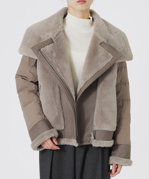 LOVELESS（ラブレス）の「ファーコンビライダースダウン（ブルゾン・レディース・ベージュ系その他4/オフホワイト/ブラック・34/36）」の7枚目の写真