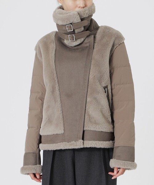 LOVELESS（ラブレス）の「ファーコンビライダースダウン（ブルゾン・レディース・ベージュ系その他4/オフホワイト/ブラック・34/36）」の8枚目の写真