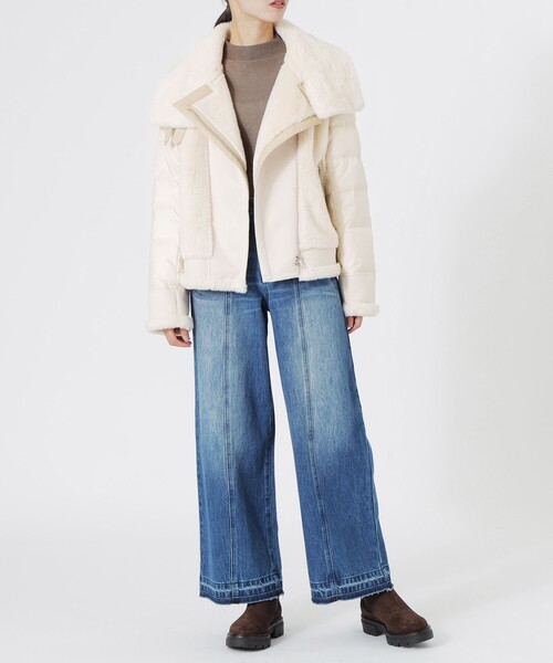 LOVELESS（ラブレス）の「ファーコンビライダースダウン（ブルゾン・レディース・ベージュ系その他4/オフホワイト/ブラック・34/36）」の9枚目の写真