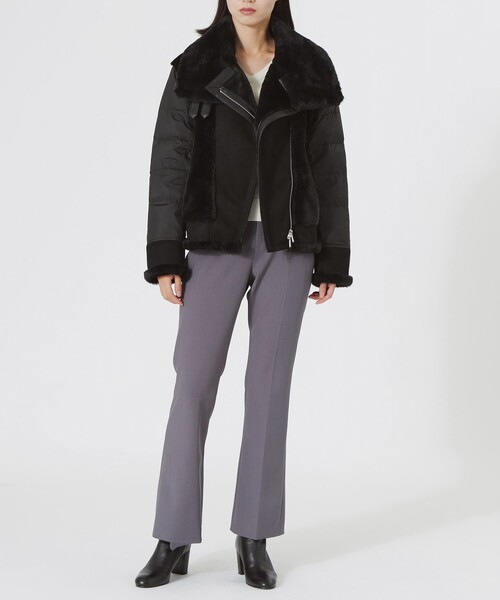 LOVELESS（ラブレス）の「ファーコンビライダースダウン（ブルゾン・レディース・ベージュ系その他4/オフホワイト/ブラック・34/36）」の10枚目の写真