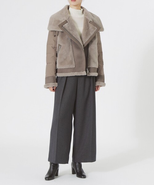 LOVELESS（ラブレス）の「ファーコンビライダースダウン（ブルゾン・レディース・ベージュ系その他4/オフホワイト/ブラック・34/36）」の12枚目の写真