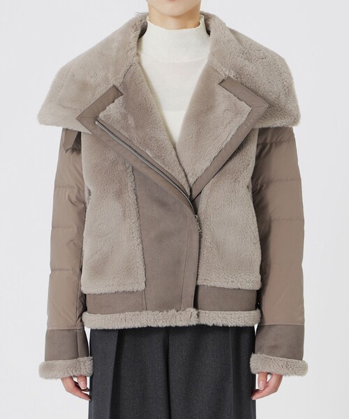 LOVELESS（ラブレス）の「ファーコンビライダースダウン（ブルゾン・レディース・ベージュ系その他4/オフホワイト/ブラック・34/36）」の14枚目の写真