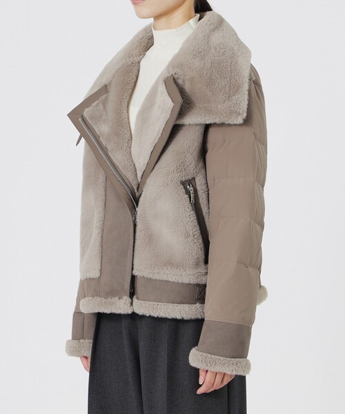 LOVELESS（ラブレス）の「ファーコンビライダースダウン（ブルゾン・レディース・ベージュ系その他4/オフホワイト/ブラック・34/36）」の14枚目の写真