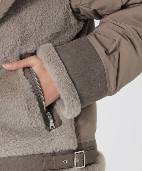 LOVELESS（ラブレス）の「ファーコンビライダースダウン（ブルゾン・レディース・ベージュ系その他4/オフホワイト/ブラック・34/36）」の16枚目の写真