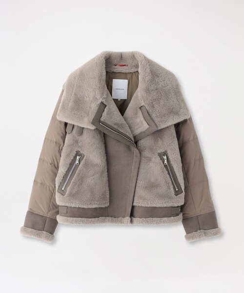 LOVELESS（ラブレス）の「ファーコンビライダースダウン（ブルゾン・レディース・ベージュ系その他4/オフホワイト/ブラック・34/36）」の3枚目の写真