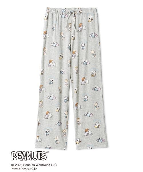 セール】【PEANUTS】【HOMME】オリジナルアート 総柄ロングパンツ