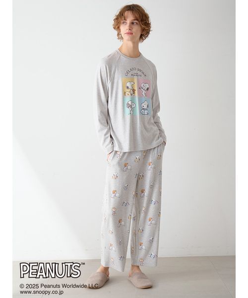 PEANUTS】【HOMME】オリジナルアート 総柄ロングパンツ（ルームウェア