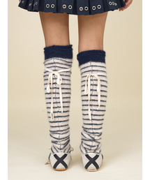 GLOWNY（グロウニ―）の「SUNDAE STRIPE KNIT WARMER (NAVY)（レッグウォーマー）」
