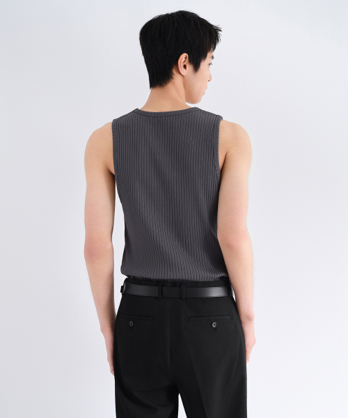 MUSINSA STANDARD（ムシンサスタンダード）の「ワイドリブタンクトップ [ダークグレー]（Tシャツ/カットソー・メンズ・その他・XX-LARGE/SMALL/MEDIUM/LARGE/X-LARGE/XXX-LARGE）」の3枚目の写真