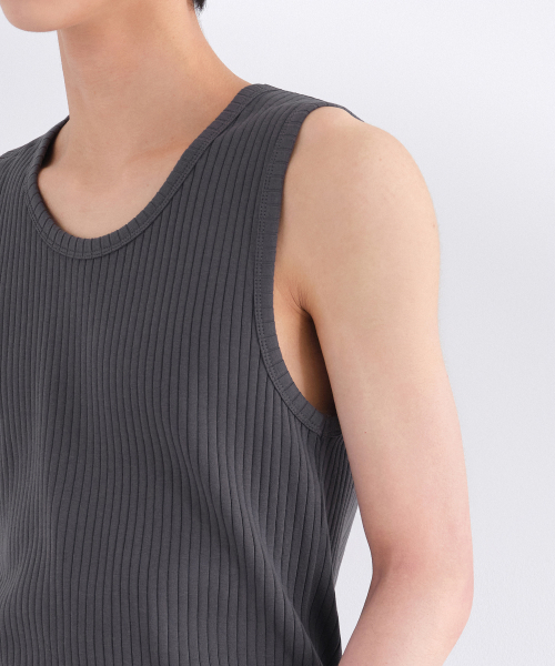 MUSINSA STANDARD（ムシンサスタンダード）の「ワイドリブタンクトップ [ダークグレー]（Tシャツ/カットソー・メンズ・その他・XX-LARGE/SMALL/MEDIUM/LARGE/X-LARGE/XXX-LARGE）」の4枚目の写真