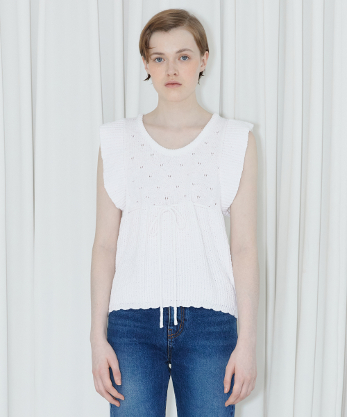 SINOON(シヌーン)の「PUNCHING RIBBED VEST (WHITE)(ベスト・レディース・ホワイト・FREE)」の4枚目の写真