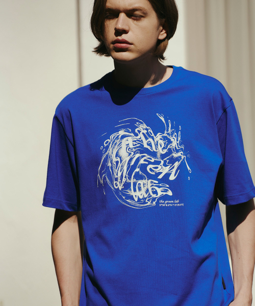 THE GREEN LAB（ザグリーンラボ）の「ウォータービンテージグラフィック半袖Tシャツ[ブルー]（Tシャツ/カットソー・メンズ・その他・MEDIUM/LARGE/X-LARGE）」の2枚目の写真