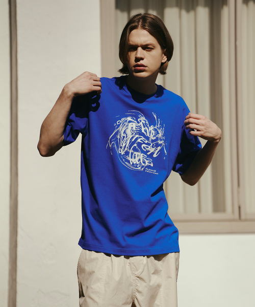 THE GREEN LAB（ザグリーンラボ）の「ウォータービンテージグラフィック半袖Tシャツ[ブルー]（Tシャツ/カットソー・メンズ・その他・MEDIUM/LARGE/X-LARGE）」の4枚目の写真