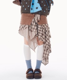 Never mind the XU / Chikashitsu+ | 【Nerd out XU】asymmetry check skirt / 【ナードアウトエックスユー】アシンメトリーチェックスカート(スカート)