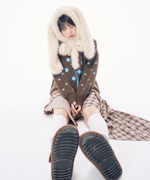 Never mind the XU / Chikashitsu+（ネバーマインド ザ エックスユー / チカシツプラス）の「【Nerd out XU】asymmetry check skirt / 【ナードアウトエックスユー】アシンメトリーチェックスカート <着用動画あり>（スカート・レディース・チャコール/ブラウン・ONE SIZE）」の7枚目の写真