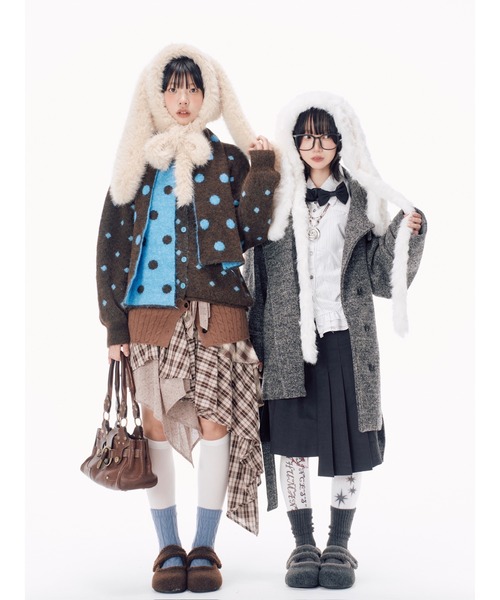 Never mind the XU / Chikashitsu+（ネバーマインド ザ エックスユー / チカシツプラス）の「【Nerd out XU】asymmetry check skirt / 【ナードアウトエックスユー】アシンメトリーチェックスカート <着用動画あり>（スカート・レディース・チャコール/ブラウン・ONE SIZE）」の12枚目の写真