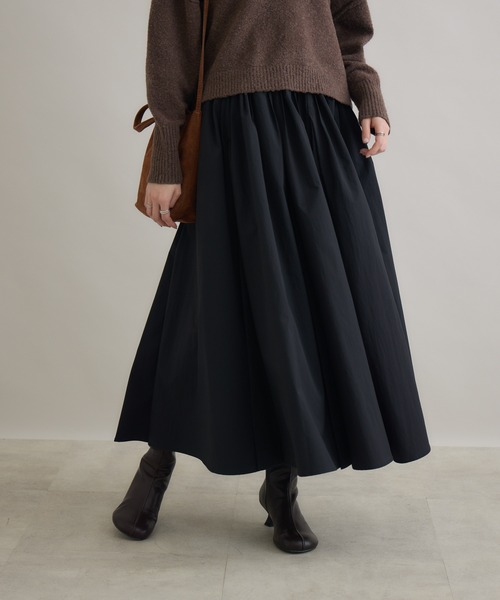 Paradise Picnic（パラダイスピクニック）の「Dignite Collier タックギャザースカート（スカート・レディース・ブラック/カーキ/グレイッシュベージュ・FREE）」の9枚目の写真