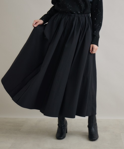 Paradise Picnic（パラダイスピクニック）の「Dignite Collier タックギャザースカート（スカート・レディース・ブラック/カーキ/グレイッシュベージュ・FREE）」の12枚目の写真