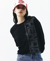 SMUDGED LOGO CROP SWEATSHIRT BLACK