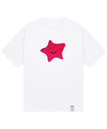 [ユニセックス]ペインティングスタースマイル半袖Tシャツ_ホワイト