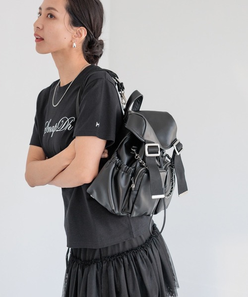 HEREIAM(ヘレイアム)の「【HEREIAM】Y2Kムード!Weeミニリュック(フェイクレザー)(バックパック/リュック・レディース・ブラック・FREE)」の1枚目の写真