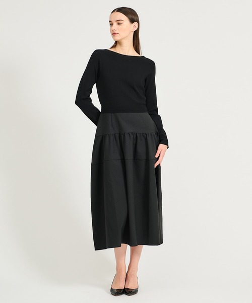 ESTNATION（エストネーション）の「ESTNATION / 布帛コンビワンピース（ワンピース・レディース・ブラック/オリーブ・FREE）」の3枚目の写真