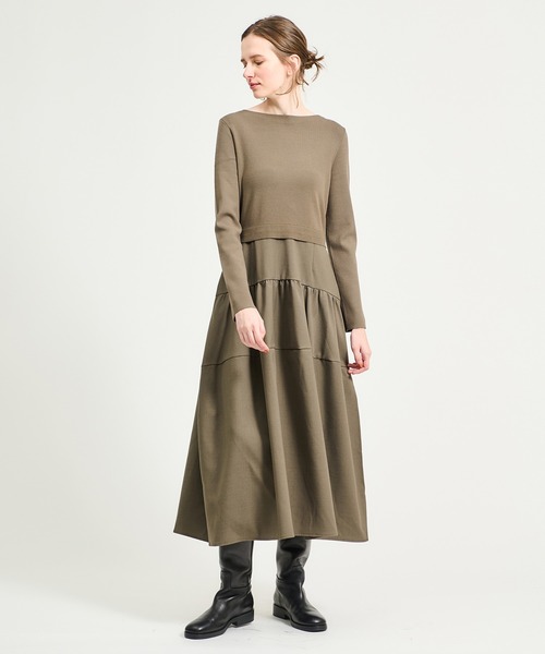 ESTNATION（エストネーション）の「ESTNATION / 布帛コンビワンピース（ワンピース・レディース・ブラック/オリーブ・FREE）」の14枚目の写真