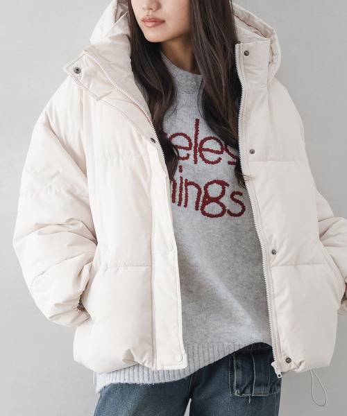 SpRay（スプレイ）の「裾ラウンドフェイクダウン（ダウンジャケット/コート・レディース・アイボリー/ブラック・FREE）」の2枚目の写真