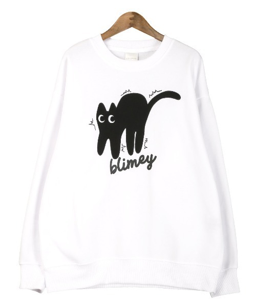 LUXSTYLE(ラグスタイル)の「黒猫アップリケ裏起毛スウェット(スウェット・メンズ・ホワイト/ブラック/グレー・M/L/XL)」の15枚目の写真