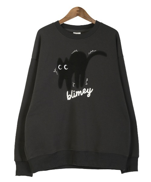 LUXSTYLE(ラグスタイル)の「黒猫アップリケ裏起毛スウェット(スウェット・メンズ・ホワイト/ブラック/グレー・M/L/XL)」の16枚目の写真