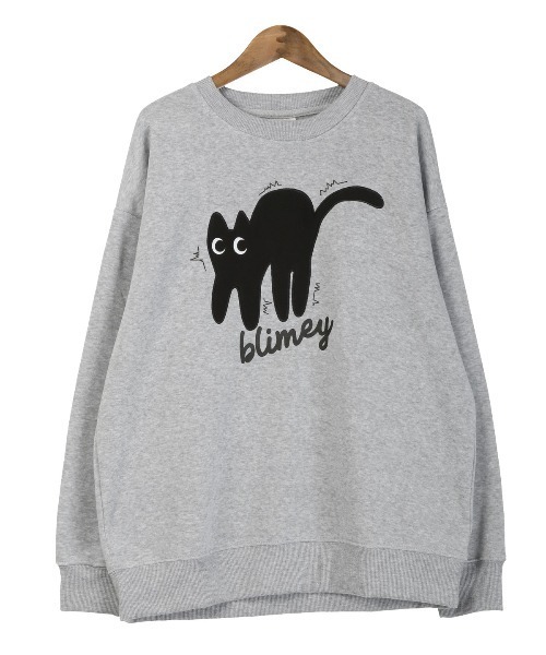 LUXSTYLE(ラグスタイル)の「黒猫アップリケ裏起毛スウェット(スウェット・メンズ・ホワイト/ブラック/グレー・M/L/XL)」の17枚目の写真