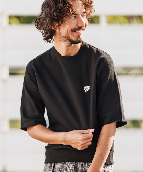 1minute 1second（ワンミニットワンセカンド）の「msw1817-heavy weight cut off pullover with heart patch カットオフトレーナー(1M26H290)（スウェット・メンズ・ブラック/トップグレー/ネイビー・S/M/L/XL）」の2枚目の写真