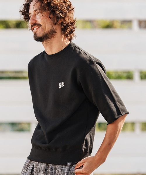 1minute 1second（ワンミニットワンセカンド）の「msw1817-heavy weight cut off pullover with heart patch カットオフトレーナー(1M26H290)（スウェット・メンズ・ブラック/トップグレー/ネイビー・S/M/L/XL）」の5枚目の写真