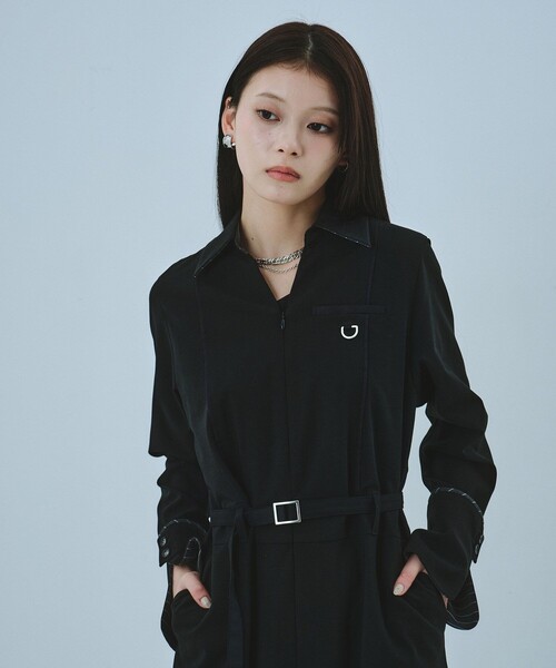 UNITED TOKYO（ユナイテッドトウキョウ）の「シアーカッティングオールインワン｜ジャンプスーツ/オケージョン/春服（つなぎ/オールインワン・レディース・マルチ/ブラック・1/2）」の4枚目の写真