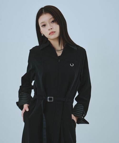 UNITED TOKYO（ユナイテッドトウキョウ）の「シアーカッティングオールインワン｜ジャンプスーツ/オケージョン/春服（つなぎ/オールインワン・レディース・マルチ/ブラック・1/2）」の6枚目の写真