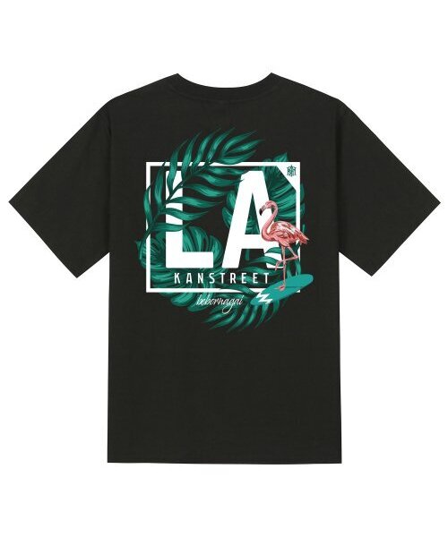 KAN6312(カン6312)の「KTB0052 フラミンゴ半袖Tシャツ - ブラック(Tシャツ/カットソー・メンズ・その他・MEDIUM/LARGE/SMALL/X-LARGE)」の1枚目の写真