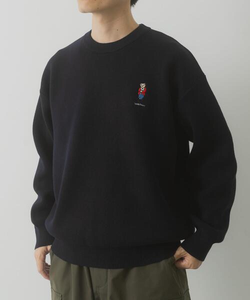 ITEMS URBANRESEARCH（アイテムズ アーバンリサーチ）の「Teddy Bear スウェットライクニット（ニット/セーター・メンズ・バーガンディー/ネイビー/オートミール・MEDIUM/LARGE）」の2枚目の写真