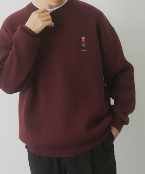 ITEMS URBANRESEARCH（アイテムズ アーバンリサーチ）の「Teddy Bear スウェットライクニット（ニット/セーター・メンズ・バーガンディー/ネイビー/オートミール・MEDIUM/LARGE）」の6枚目の写真