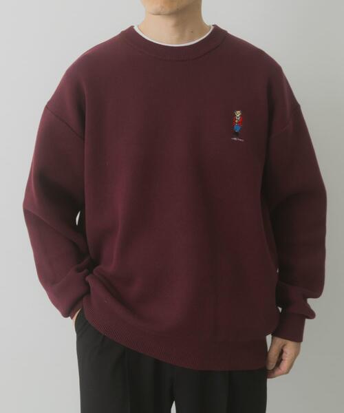 ITEMS URBANRESEARCH（アイテムズ アーバンリサーチ）の「Teddy Bear スウェットライクニット（ニット/セーター・メンズ・バーガンディー/ネイビー/オートミール・MEDIUM/LARGE）」の7枚目の写真