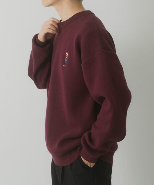 ITEMS URBANRESEARCH（アイテムズ アーバンリサーチ）の「Teddy Bear スウェットライクニット（ニット/セーター・メンズ・バーガンディー/ネイビー/オートミール・MEDIUM/LARGE）」の8枚目の写真
