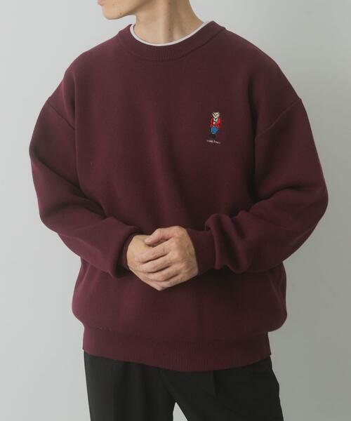 ITEMS URBANRESEARCH（アイテムズ アーバンリサーチ）の「Teddy Bear スウェットライクニット（ニット/セーター・メンズ・バーガンディー/ネイビー/オートミール・MEDIUM/LARGE）」の10枚目の写真