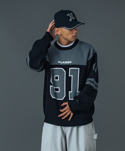 XLARGE（エクストララージ）の「FOOTBALL SWEATER（ニット/セーター・メンズ・ブラック/グレー/オレンジ・S/M/L/XL）」の19枚目の写真