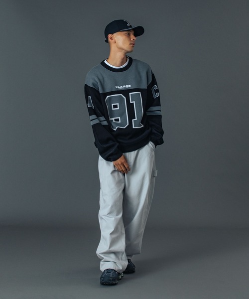 XLARGE（エクストララージ）の「FOOTBALL SWEATER（ニット/セーター・メンズ・ブラック/グレー/オレンジ・S/M/L/XL）」の21枚目の写真