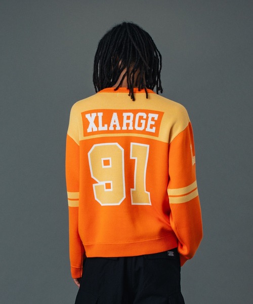 XLARGE（エクストララージ）の「FOOTBALL SWEATER（ニット/セーター・メンズ・ブラック/グレー/オレンジ・S/M/L/XL）」の22枚目の写真