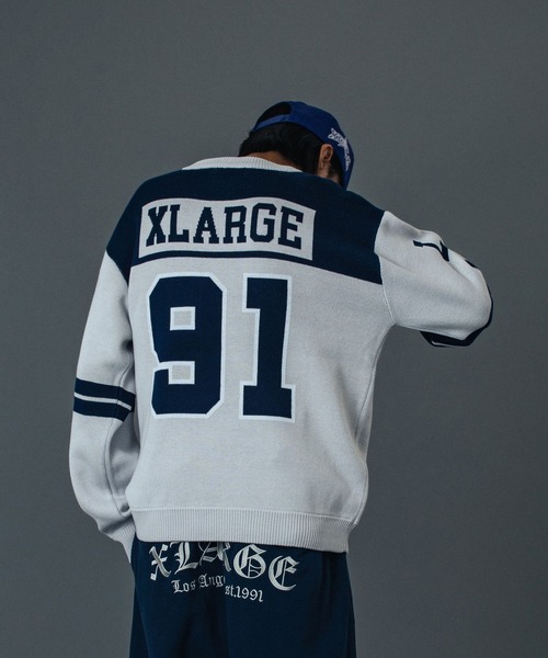 XLARGE（エクストララージ）の「FOOTBALL SWEATER（ニット/セーター・メンズ・ブラック/グレー/オレンジ・S/M/L/XL）」の5枚目の写真