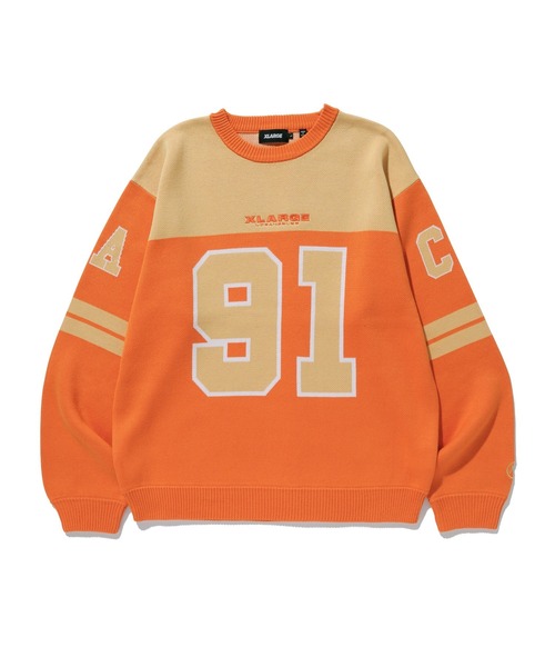 XLARGE（エクストララージ）の「FOOTBALL SWEATER（ニット/セーター・メンズ・ブラック/グレー/オレンジ・S/M/L/XL）」の9枚目の写真