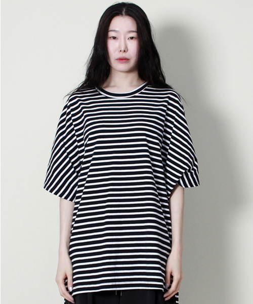 DEMARC(ドゥマーク)の「ルーズフィットフレンチハーフスリーブストライプ(Tシャツ/カットソー・レディース・その他・LARGE/MEDIUM)」の2枚目の写真