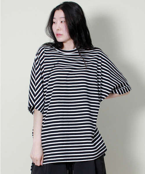 DEMARC(ドゥマーク)の「ルーズフィットフレンチハーフスリーブストライプ(Tシャツ/カットソー・レディース・その他・LARGE/MEDIUM)」の3枚目の写真