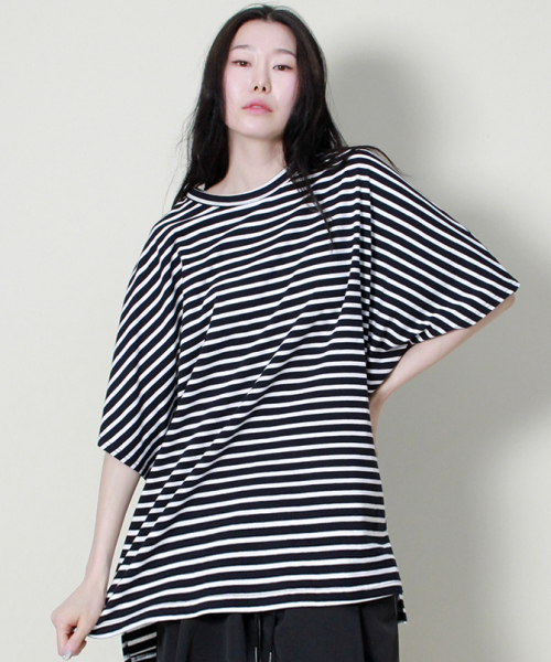DEMARC(ドゥマーク)の「ルーズフィットフレンチハーフスリーブストライプ(Tシャツ/カットソー・レディース・その他・LARGE/MEDIUM)」の4枚目の写真